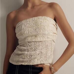 Sarah Hann Juliana Lace Tube Top Cream Size Small